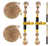 VEVOR Tensor de Cadena de Amarre Trinquete de Cadena 0,9-1,27 cm 2 Piezas Carga de 5443 kg Carpeta de Carga con Trinquete Mango Antideslizante para Asegurar Cargas, Transporte, Remolques de Camión
