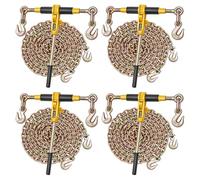 VEVOR Tensor de cadena de trinquete, cadenas G80 de 5/16" x 12,8 pies, carga de trabajo de 8000 lb, juego de cadenas y tensores, tensores de cadena de amarre para transporte remolque y tala (4 juegos)
