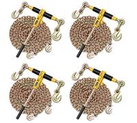 VEVOR Tensor de Trinquete con Cadenas G80 de 10 mm x 6,1 m, Kit de Cadenas y Tensores 4 Piezas Tensores de Cadena de Amarre Carga de Trabajo de 4173 kg para Transporte, Remolque, Rala y Elevación