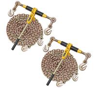 VEVOR Tensor para cadenas de amarre, con cadenas G80 de 8 mm x 3 m, juego de 2 unidades, capacidad de tensión de 3629 kg, tensor con 2 ganchos, sistema de fijación de cadenas para asegurar la carga, i