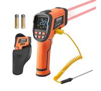 VEVOR Termómetro Infrarrojo con Sonda Tipo K, Modo Dual -30 a 1200 °C, Pistola Termómetro Láser Dual Digital 50:1 con Emisividad de 0,10 a 1,0 para Cocina Motor Automoción (No Apto para Uso Humano)