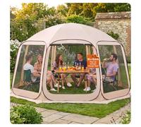 VEVOR Carpa Plegable, Polígono de 8 Lados, 4500 x 4250 x 2450 mm, para 12-15 Personas, con Bolsa de Transporte, Laterales de Malla y Estacas para el Suelo, para Actividades al Aire Libre, Beige