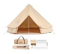 VEVOR Tienda de Campaña de Lona 4 m de Yurta, Tienda de Campaña Familiar, Carpa con Agujero de Estufa para 4 Estaciones, con Bolsas de Almacenamiento para Glamping de hasta 6 Personas, Fiesta, Viaje