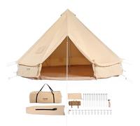 VEVOR Tienda de Campana de Lona de 6m, Carpa de Yurta para 4 Estaciones Tienda de Campaña Familiar con Agujero para Estufa de Leña y Bolsas de Almacenamiento para Glamping de hasta 10 Personas, Fiesta