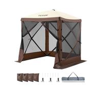 VEVOR Tienda de Campaña Desplegable de Cenador, Toldo Solar de 4 Lados, con 4 Paños de Viento de Privacidad Extraíbles y Ventanas de Malla, Cenador con Pantalla de Instalación Rápida, Color Marrón