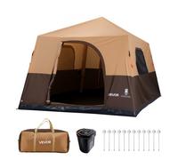 VEVOR Tienda de Campaña Inflable para 6-8 Personas, Tienda de Campaña de Inflado Automático, con 2 Puertas y 4 Ventanas de Malla, Portátil con Bolsa de Transporte, para Viajes Glamping Outdoor, Beige