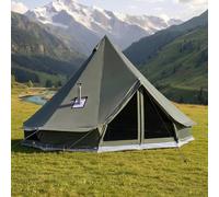 VEVOR Tienda de Campaña para 3-4 Personas, Carpa Yurta de Tela Transpirable, con Salida de Humo Ventanas de Ventilación Suelo Desmontable con Cremallera, para Glamping Acampar Festivales Reuniones