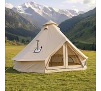 VEVOR Tienda de Campaña para 3-4 Personas, Tienda de Campaña Tipi de Tela Oxford Impermeable, con Salida de Humos de Estufa Suelo Desmontable Puerta de Malla, para Glamping Acampada Familias Amigos