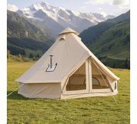 VEVOR Tienda de Campaña para 5-7 Personas, Carpa Yurta de Tela Oxford, Tienda de Campaña Impermeable, con Suelo Desmontable con Cremallera Salida de Humos, para Glamping Camping Outdoor Fiestas, Beige