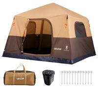 VEVOR, tienda de campaña para 6 personas, tienda familiar inflable con bomba recargable, tubo de aire de TPU y 4 ventanas de mosquitera, tienda con cabaña y bolsa de transporte, ideal para camping fam