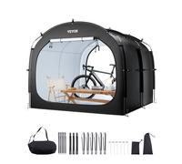 VEVOR Tienda de Campaña para Guardar Bicicletas, Tienda Impermeable 2240 x 2470 x 1980 mm para 5 Bicicletas con Ventana Ventilada, Fibra de Vidrio de Alta Resistencia y Cremalleras Dobles, Negro