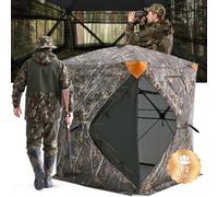 VEVOR Tienda de Caza Portátil Visión de 270° Puesto de Caza Plegable para 1 o 2 Personas con Bolsa de Transporte Tienda de Camuflaje Resistente Malla de Visión Unidireccional, 1410 x 1410 x 1700 mm