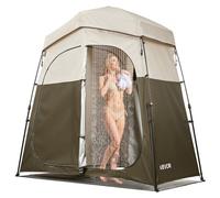 VEVOR Tienda de Ducha con Mampara y 2 Compartimentos, con Piquetas, Cuerdas y Bolsa de Transporte, Fabricada en Tejido Oxford 150D, Ideal para Acampar, Pescar en la Playa, 2140 x 1120 x 2130 mm