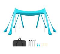 VEVOR Tienda de Playa Desplegable 3,0 x 3,0 m, 2 m de Alto, Toldo de Playa Portátil, Protección UPF 50+, con Palas y Anclaje de Arena Estacas de Tierra, para Vacaciones Viajes Camping, Verde Turquesa