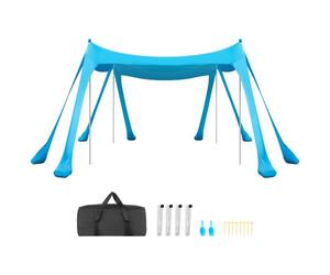 VEVOR Tienda de Playa Desplegable 3,0 x 3,0 m, Toldo de Playa Portátil, 2 m de Alto, Protección UPF 50+, con Palas y Anclaje de Arena Estacas de Tierra, para Vacaciones Viajes Camping, Color Azul