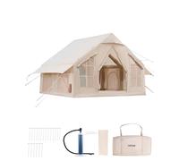 VEVOR Tienda Inflable para Acampar, Carpa Inflable de para Personas con Bomba Manual, Conector para Estufa, Puertas y Ventanas de Malla, Bolsa de Almacenamiento
