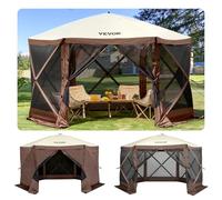VEVOR Tienda Refugio Emergente para Acampar Parasol 3,05x3,05m Ventanas de Malla de 6 Lados Bolsa de Transporte portátil Estacas para el Suelo Tienda de campaña de Sombra para Exterior, césped, jardín