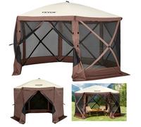 VEVOR Tienda Refugio Emergente para Acampar Parasol de 6 Lados con Ventanas de Malla, Bolsa de Transporte Portátil, Estacas para el Suelo, Tiendas de Campaña Grandes para Acampar al Aire Libre, Césped