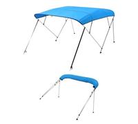 VEVOR Toldo Bimini para Barco 4 Arcos, de Poliéster 600D, Aleación de Aluminio, Impermeable y Parasol, Bolsa de Almacenamiento, 2 Postes de Soporte, 4 Correas, 244 x 185 x 137 cm, Azul Pacífico