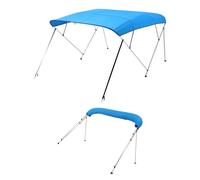 VEVOR Toldo Bimini para Barco 4 Arcos, de Poliéster 600D, Aleación de Aluminio, Impermeable y Parasol, Bolsa de Almacenamiento, 2 Postes de Soporte, 4 Correas, 244 x 216 x 137 cm, Azul Pacífico