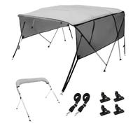 VEVOR Toldo Bimini para Barco con 4 Aros Toldo para Sol 243x137x231-244 cm Estructura de Aluminio Lona de Poliéster 600D Paredes Laterales de Malla Desmontables Toldo para Barca de Cabina de Velero