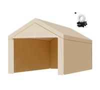 VEVOR Toldo de Repuesto para Cochera de 303x601 cm, Carpa de Garaje para Coche con Paredes Laterales, Refugio para Vehículos Tela de Polietileno Resistente a los Rayos UV, Beige, Marco No Incluido