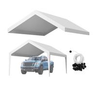 VEVOR Toldo de Repuesto para Cochera de 6,09 x 3,65 m, Carpa de Garaje para Coche Tela de Polietileno Resistente a los Rayos UV, para Cubrir Vehículos, Maquinaria Agrícola, Blanco, Marco No Incluido