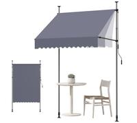 VEVOR Toldo Manual Retráctil 150 cm, Toldo Enrollable Exterior, Altura Ajustable 210-310 cm, Protección Solar, Manivela Articulada, sin Taladro, Parasol Impermeable para Jardín Patio Balcón Terraza