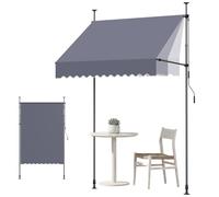 VEVOR Toldo Manual Retráctil 150 cm, Toldo Enrollable Exterior, Altura Ajustable 210-310 cm, Protección Solar, Manivela Articulada, sin Taladro, Parasol Impermeable para Jardín Patio Balcón Terraza