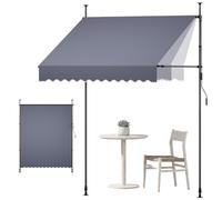 VEVOR Toldo Manual Retráctil 200 cm, Toldo Enrollable Exterior, Altura Ajustable de 210-310 cm, Manivela Articulada, Protección Solar UV, Instalación sin Taladro, para Jardín Patio Balcón Terraza