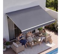 VEVOR Toldo Manual Retráctil 250 x 200 cm, Toldo Enrollable Exterior, Manivela Articulada, Estructura de Aluminio, Protección Solar UV, con Kit Completo de Instalación, para Jardín Patio Balcón, Gris