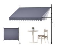 VEVOR Toldo Manual Retráctil 300 cm, Toldo Enrollable Exterior con Manivela Articulada, Altura Ajustable de 210 - 310 cm, Soporte de Aluminio, Instalación sin Taladro, para Balcón Terraza Jardín Patio
