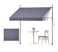 VEVOR Toldo Manual Retráctil 300 cm, Toldo Enrollable Exterior con Manivela Articulada, Altura Ajustable de 210-310 cm, Soporte de Aluminio, Instalación sin Taladro, para Balcón Terraza Jardín Patio