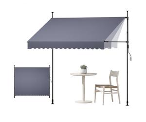 VEVOR Toldo Manual Retráctil 300 cm, Toldo Enrollable Exterior con Manivela Articulada, Altura Ajustable de 210 - 310 cm, Soporte de Aluminio, Instalación sin Taladro, para Balcón Terraza Jardín Patio