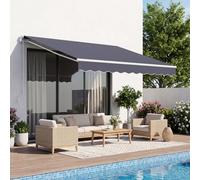 VEVOR Toldo Manual Retráctil 300 x 250 cm, Toldo Enrollable Exterior con Manivela Articulada, Soporte de Aluminio, Ángulo Ajustable, Protección Solar, para Jardín Patio Balcón Terraza, Gris Oscuro