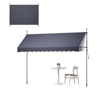 VEVOR Toldo Manual Retráctil 350 cm, Toldo Enrollable Exterior, Parasol Impermeable de Altura Ajustable con Manivela Articulada, Protección Anti-UV, Instalación sin Taladro, para Jardín Balcón Terraza