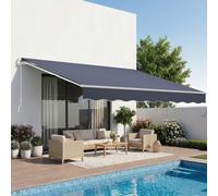 VEVOR Toldo Manual Retráctil 400 x 300 cm, Toldo Enrollable Exterior, Parasol Impermeable con Manivela Articulada, Protección Solar, Ángulo Ajustable, para Patio Balcón Terraza Ventana, Gris Oscuro