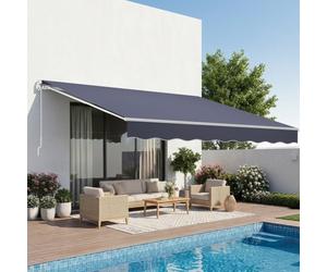 VEVOR Toldo Manual Retráctil 400 x 300 cm, Toldo Enrollable Exterior, Parasol Impermeable con Manivela Articulada, Protección Solar, Ángulo Ajustable, para Patio Balcón Terraza Ventana, Gris Oscuro