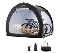 VEVOR, toldo para bicicletas, con capacidad para 4 a 5 bicicletas, estructura tipo cobertizo con forma de abanico, fabricado con fibra de vidrio de alta resistencia y con doble puerta, dimensiones: 17