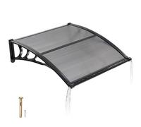 VEVOR Toldo para Puertas y Ventanas con Drenaje 101,7x96,5 cm, Tejadillo de Protección para Entrada con Soporte de ABS, Protección contra Lluvia, Nieve, Sol, Toldo de Policarbonato para Porche, Gris
