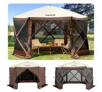VEVOR, toldo tipo pabellón, 3,6 x 3,6 m, tienda de campaña pop-up de 6 lados con ventanas de mosquitera, bolsa de transporte portátil, estacas para clavos, toldos grandes para sombra, ideales para cam