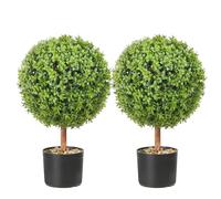 VEVOR Topiario Artificial de Boj 559 mm Bola de Boj Artificial 2 Plantas Falsas con 10 Hojas Reemplazables 4 Mariposas Decorativas para Decoración de Exterior Interior Jardín, Terraza, Balcón, Entrada