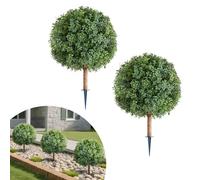 VEVOR Topiario Artificial de Boj con Estaca, Planta Decorativa, para Porche, Exterior e Interior, Patio, Jardín, Balcón y Patio Trasero, Resistente a la Intemperie, 400 x 400 x 686 mm, 2 uds,