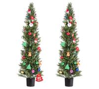 VEVOR Topiario Artificial de Cedro 350 x 1524 mm 2 Piezas, Planta de Pino Artificial Hoja de Polietileno, Maceta de Árbol Verde Falso para Decorar Porches, Patios, Jardines, Balcones, Oficinas