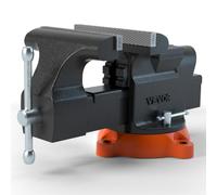 VEVOR Tornillo de Banco de Trabajo Hierro Fundido Tornillo de Banco con Yunque de 7,3x8 cm Base Giratoria de 360° Abrazadera de Banco Ancho de Mandíbula de 15,2 cm para Carpintería Conducto de Corte