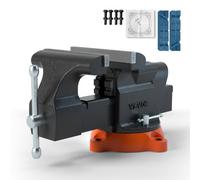VEVOR Tornillo de Banco de Trabajo Hierro Fundido Tornillo de Banco con Yunque de 7,3x8 cm Base Giratoria de 360° Abrazadera de Banco Ancho de Mandíbula de 15,2 cm para Carpintería Conducto de Corte