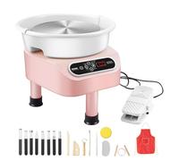VEVOR Torno de Alfarería Eléctrico 250 mm 350 W con Pedal Pantalla Táctil LCD Mini Torno de Alfarería con 3 Patas de Soporte Rango de Velocidad de 50-300 rpm para Hacer Cerámica Manualidades, Rosa