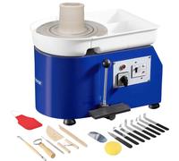 VEVOR Torno de Alfarero 350 W, Placa de 28 cm, Rueda de Cerámica Eléctrica, Velocidad Ajustable de 60-300 RPM, con Control Manual y de Pedal, Kit Completo de Accesorios, para Alfarería Bricolaje, Azul
