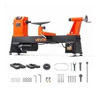 VEVOR Torno de Madera 1 HP 750 W, Torno de Mesa 355 x 508 mm, 220V 50Hz | Para Bricolaje en Carpintería y Torneado de Madera, Velocidad Variable de 150-32500 RPM, Husillo de Acero, Estable y Duradero
