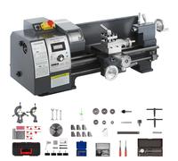 VEVOR Torno de Metal 210x400 mm Mini Torno de Madera Pantalla Digital Velocidad Variable 50-2500 rpm Kit de Torno Electrónico Fresas Portabrocas Herramientas de Medición para Trabajos de Precisión
